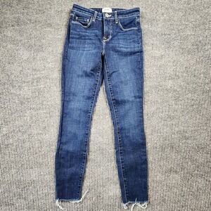 L'Agence Jeans Womens 24 High Rise Skinny Raw Hem Dark Wash Blue Denim Margot
